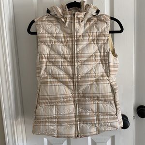 - Small PATAGONIA Tan Plaid Down With It Hooded goose Down Vest